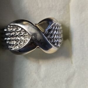 Stylish Silvertone Goldtone Knot Ring Size 7